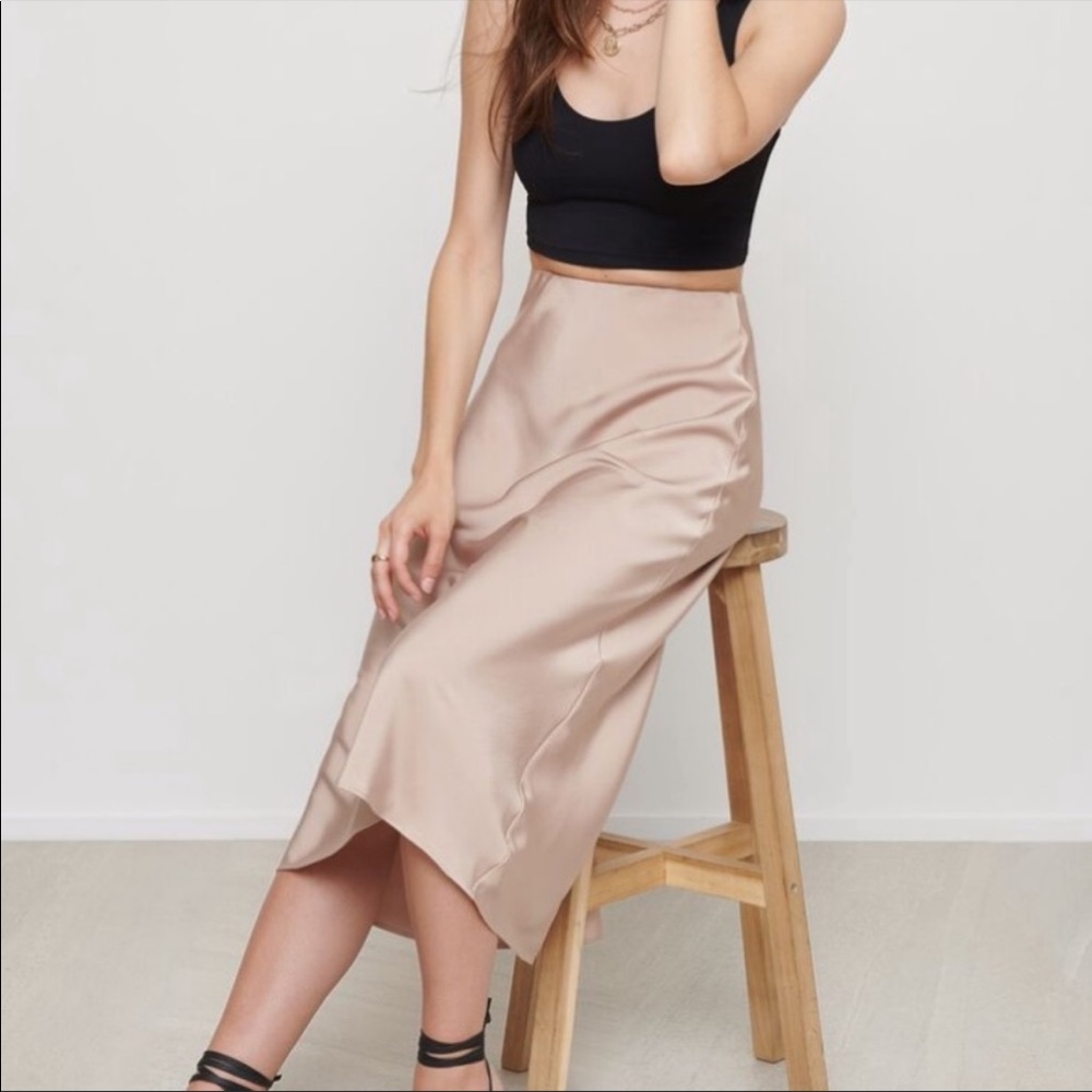 Dynamite Satin Slip Skirt (champagne colour)